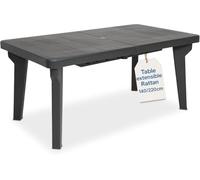 Tomaino - Table de jardin extensible en plastique Berg - Pieds démontables et design peu encombrant 160/220x90x74 cm - Table d'extérieur rabattable et extensible New Anthracite