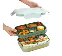 Tomalithic Lunch Box - 2000ml Bento Lunch Box Enfant Adulte avec 8 Compartiments, Bento Étanche Sans Bpa, Boite Repas Isotherme pour Bureau, École, Pique-Nique (Vert)