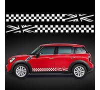 TOMALL 1 Paire 199 cm Racing Drapeau à Carreaux Côté Bande Autocollant Plaid Grille Graphique Bande Étanche Porte Côté Autocollant Garniture (Blanc)