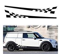 TOMALL 1 Paire Autocollants à Rayures latérales de Drapeau à Damier de Course Treillis Grille Rayure Graphique étanche porte de Voiture Autocollants Latéraux Décorations (Noir)