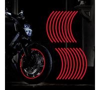 TOMALL 17 "Autocollant réfléchissant de bande de jante de roue pour roues de moto Voiture de cyclisme Vélo Vélo Nuit Réfléchissant Sécurité Décoration Stripe Universel (Rouge)
