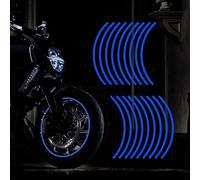 TOMALL 17 "Autocollant réfléchissant de bande de jante de roue pour roues de moto Voiture de cyclisme Vélo Vélo Nuit Réfléchissant Sécurité Décoration Stripe Universel (Bleu)