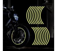 TOMALL 17 "Autocollant réfléchissant de bande de jante de roue pour roues de moto Voiture de cyclisme Vélo Vélo Nuit Réfléchissant Sécurité Décoration Stripe Universel (Jaune)