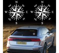 TOMALL 2 Pièces 15.5cm Boussole Autocollants pour Capot de Voiture Auto Boussole Graphiques Autocollants pour SUV Véhicules Tout-Terrain De Voiture Corps Porte Coffre Universel Vinyle Étanche (Blanc)