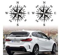 TOMALL 2 Pièces 15.5cm Boussole Autocollants pour Capot de Voiture Auto Boussole Graphiques Autocollants pour SUV Véhicules Tout-Terrain De Voiture Corps Porte Coffre Universel Vinyle Étanche (Noir)