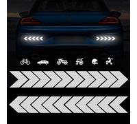 TOMALL 20 Pièces Autocollants Flèches Réfléchissants de Voiture Haute Intensité Visibilité Nocturne Diamant Qualité Avertissement de Sécurité Étanche pour Voiture Moto Poussette (Blanc)