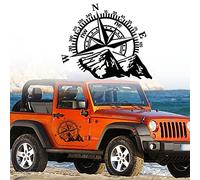 TOMALL Autocollants universels en vinyle imperméable pour capot de voiture, boussole de montagne, 53,3 x 44,3 cm (noir-1)