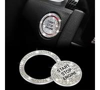 TOMALL Bling Autocollant pour bouton de démarrage de voiture en strass pour intérieur de voiture Blanc