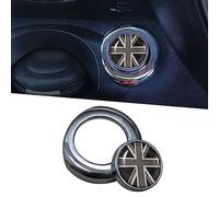 TOMALL Bouton de démarrage compatible avec Mini Cooper R56 R60 R58 R59 R55 R57 R61 - Anneau d'allumage pour accessoires de voiture (drapeau gris)