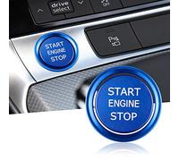 TOMALL Garniture de couvercle de bouton poussoir d'arrêt de démarrage de moteur en aluminium compatible avec A3 A4 A5 A7 A8 Q5 S3 S5 S6 S7 Bouton d'allumage de voiture Anneau de décoration (Bleu)