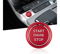 TOMALL Garniture de couvercle de bouton poussoir d'arrêt de démarrage de moteur en aluminium compatible avec A3 A4 A5 A7 A8 Q5 S3 S5-S7 Bouton d'allumage de voiture Anneau de décoration (Rouge)