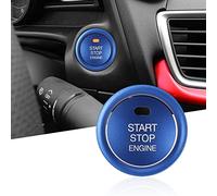 TOMALL Garniture de couvercle de bouton poussoir d'arrêt de démarrage de moteur en aluminium compatible avec CX-3 CX-4 CX-5 CX-9 MX-5 Décoration de bague de bouton d'allumage de voiture (Bleu)
