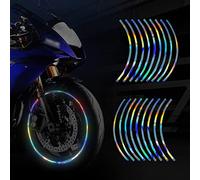 TOMALL Lot de 16'-17" Autocollants de jante réfléchissants pour roue de moto, voiture, vélo - Décoration de sécurité nocturne, autocollants réfléchissants universels pour jante (dégradé)