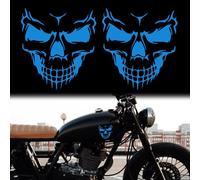 TOMALL Lot de 2 autocollants amusants sur le thème d'Halloween en forme de crâne pour voiture, moto, camion, fenêtre, pare-brise, porte, mur, décoration de personnalité à faire soi-même (bleu, 11 cm)