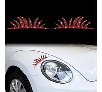 TOMALL Lot de 2 autocollants brillants pour phares de voiture, camion, phares, carrosserie, autocollants de personnalité (rouge)