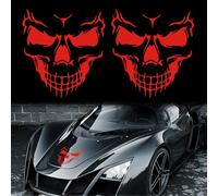 TOMALL Lot de 2 autocollants crâne pour voiture - Autocollants en vinyle pour Halloween - Décoration squelette pour le capot, les fenêtres, les portes de la voiture - Autocollants auto-adhésifs pour
