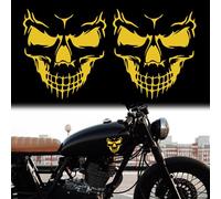 TOMALL Lot de 2 autocollants en forme de crâne pour voiture, moto, camion, fenêtre, pare-brise, porte, mur, décoration amusante à faire soi-même (jaune, 11 cm)