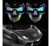 TOMALL Lot de 2 autocollants en vinyle motif tête de mort squelette pour voiture, carrosserie, capot, fenêtres, portes - Décoration amusante pour camion, pare-brise, mur (dégradé de 28 cm)