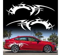 TOMALL Lot de 2 autocollants graphiques flammes de 167,6 cm pour jupe latérale de voiture, décalcomanies universelles en vinyle imperméable pour camion, véhicules tout-terrain, accessoires (blanc)