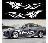 TOMALL Lot de 2 autocollants latéraux en vinyle imperméable pour voiture, camion, SUV, véhicules tout-terrain Blanc 203 cm