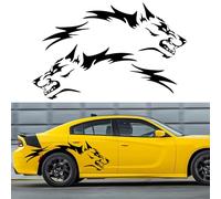 TOMALL Lot de 2 autocollants universels en vinyle imperméable pour carrosserie de voiture - 127 cm - Motif loup - Bandes sportives - Pour SUV, véhicules tout-terrain, capot, coffre - Noir