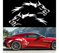 TOMALL Lot de 2 autocollants universels en vinyle imperméable pour carrosserie de voiture - 127 cm - Motif loup - Bandes sportives - Pour SUV, véhicules tout-terrain, capot, coffre - Blanc