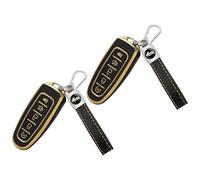 TOMALL Lot de 2 coques de clé avec porte-clés, coque de clé en TPU à 5 boutons compatible avec Ford C-Max Edge Escape Expedition Explorer Flex Focus Taurus Lincoln MKS MKT MKX Navigator (noir + noir)