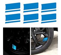 TOMALL Lot de 6 bandes adhésives réfléchissantes en vinyle pour jante de voiture - Décoration de sécurité universelle - Accessoires pour pare-chocs (bleu)