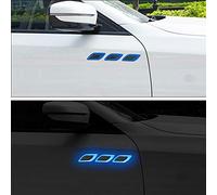 TOMALL Lot de 6 bandes réfléchissantes 3D pour pare-chocs Autocollants haute intensité Visibilité nocturne Avertissement de sécurité Fibre de carbone de haute qualité universelle pour voiture（Bleu)