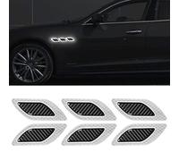 TOMALL Lot de 6 bandes réfléchissantes 3D pour pare-chocs Autocollants haute intensité Visibilité nocturne Avertissement de sécurité Fibre de carbone de haute qualité universelle pour voiture（Blanc)