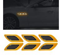 TOMALL Lot de 6 bandes réfléchissantes 3D pour pare-chocs Autocollants haute intensité Visibilité nocturne Avertissement de sécurité Fibre de carbone de haute qualité universelle pour voiture（Orange)