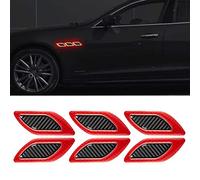 TOMALL Lot de 6 bandes réfléchissantes 3D pour pare-chocs Autocollants haute intensité Visibilité nocturne Avertissement de sécurité Fibre de carbone de haute qualité universelle pour voiture (Rouge)