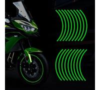 TOMALL Lot de autocollants réfléchissants pour jantes de roue de 16'-17" pour moto, voiture, vélo, cyclisme - Décoration de sécurité nocturne, autocollants réfléchissants universels pour jantes (Vert)