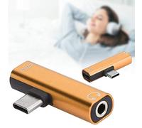 Tomantery Adaptateur 2 en 1 Type-c, Convertisseur de Musique de Charge Pratique pour LeEco Le Pro 3 Elite en Alliage D'aluminium 2 Pièces (Or)