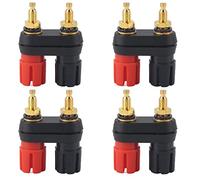 Tomantery Borne de Liaison de Haut-Parleur pour Prise Banane 2 Voies, écrou à Vis en Alliage de Haute qualité, Borne de Liaison D'amplificateur de Puissance Rouge et Noir pour Ampli Professionnel,