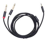 Tomantery Câble Adaptateur de Haut-parleur de Réglage, Maille Tissée en Coton Durable, 3.5mm Mâle à Double 6.35mm pour Smartphone, Ordinateur Portable (2m)