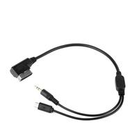 Tomantery Câble Audio de Voiture de 3,5 Mm de Haute qualité et Durable, adapté à L'interface S SL CLS Classe AMI MMI, Câble de Chargement AUX en Caoutchouc Noir de 12 Cm