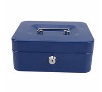 Tomantery Caisse Verrouillable en Métal Robuste pour la Maison et Le Bureau, Coffre-Fort Haute sécurité pour Espèces et Objets de Valeur, Tirelire Double Couche pour Petites Entreprises (Bleu)