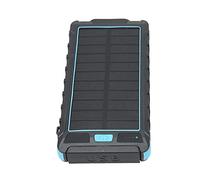 Tomantery Chargeur de Téléphone Solaire Extérieur Efficace de Banque D'énergie Solaire Portable avec Lampe de Poche LED pour Le Camping Randonnée d'urgence, Matériau ABS PC (Noir Bleu)