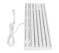 Tomantery Clavier Mécanique 87 Touches Ergonomique Interrupteur Marron Filaire Puce de Jeu Professionnelle N Key Rollover Clavier Mécanique à Lumière Blanche pour Les Amateurs de Jeux (Blanche)