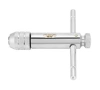 Tomantery Clé à Taraud Professionnelle à Cliquet Résistante à la Corrosion pour Jeu de Tarauds et Filières M3-M8/M5-M12, Conception Moletée à Long Manche Argent 1 Pièce (M5-M12)