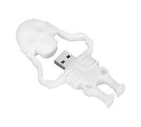 Tomantery Clé USB de Dessin animé 64 Go, Forme de Crâne Blanc (128 Go) | Conception de crâne, Plug and Play avec lanière pour le stockage de données