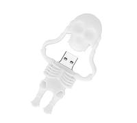 Tomantery Clé USB de Dessin animé 64 Go, Forme de Crâne Blanc (16 GB) | Conception de crâne, Plug and Play avec lanière pour le stockage de données