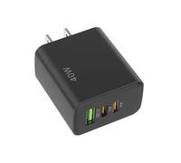 Tomantery Cube de Chargeur USB C 40W, Bloc de Charge Rapide, Double Ports de Type C, 1 Port USB A, pour Téléphone, Tablette, Ordinateur Portable (Noir)