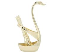 Tomantery Ensemble de Couverts élégant Porte-cygne pour Desserts en or, Ensemble de 6 Cuillères pour la Vaisselle en Acier Inoxydable de Fête à la Maison (Cygnus doré + 6 cuillères)