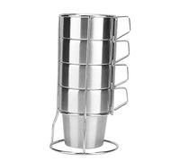 Tomantery Ensemble de Tasses à café élégantes en Acier Inoxydable avec Support pour la Maison et le café, Tasse à thé Durable pour les Amateurs de [4 pièces] [Maison, ]