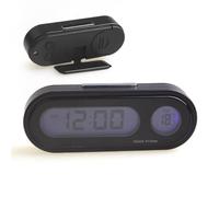Tomantery Horloge de Tableau de Bord de Voiture, Horloge électronique LCD Lumineuse avec Affichage de la Température pour Tableau de Bord Automobile, Mini Numérique de Taille Compacte avec Base