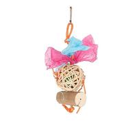Tomantery Jouet de Déchiquetage de Nourriture de Perroquet, Jouets à Mâcher Sûrs de Couleur Vive pour Petits et Moyens Oiseaux, Boule de Rotin en Bois Sola 24cm