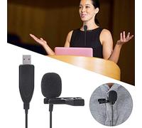 Tomantery Mini Microphone USB à Pince à Revers pour Ordinateur, pour Un Enregistrement de Conférence Clair, Micro USB 2.0 Portable en Métal Noir pour la Maison et Le Studio