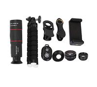 Tomantery Objectif de Téléphone Professionnel 18X Longue Focale Fisheye Grand Angle Macro 4 en 1 pour la Photographie en Extérieur pour la Plupart des Téléphones Intelligents Noir